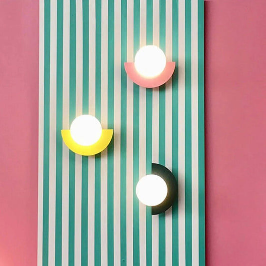 Half-Moon Opal Globe Wall Light