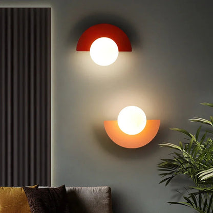 Half-Moon Opal Globe Wall Light