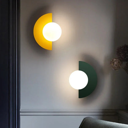 Half-Moon Opal Globe Wall Light
