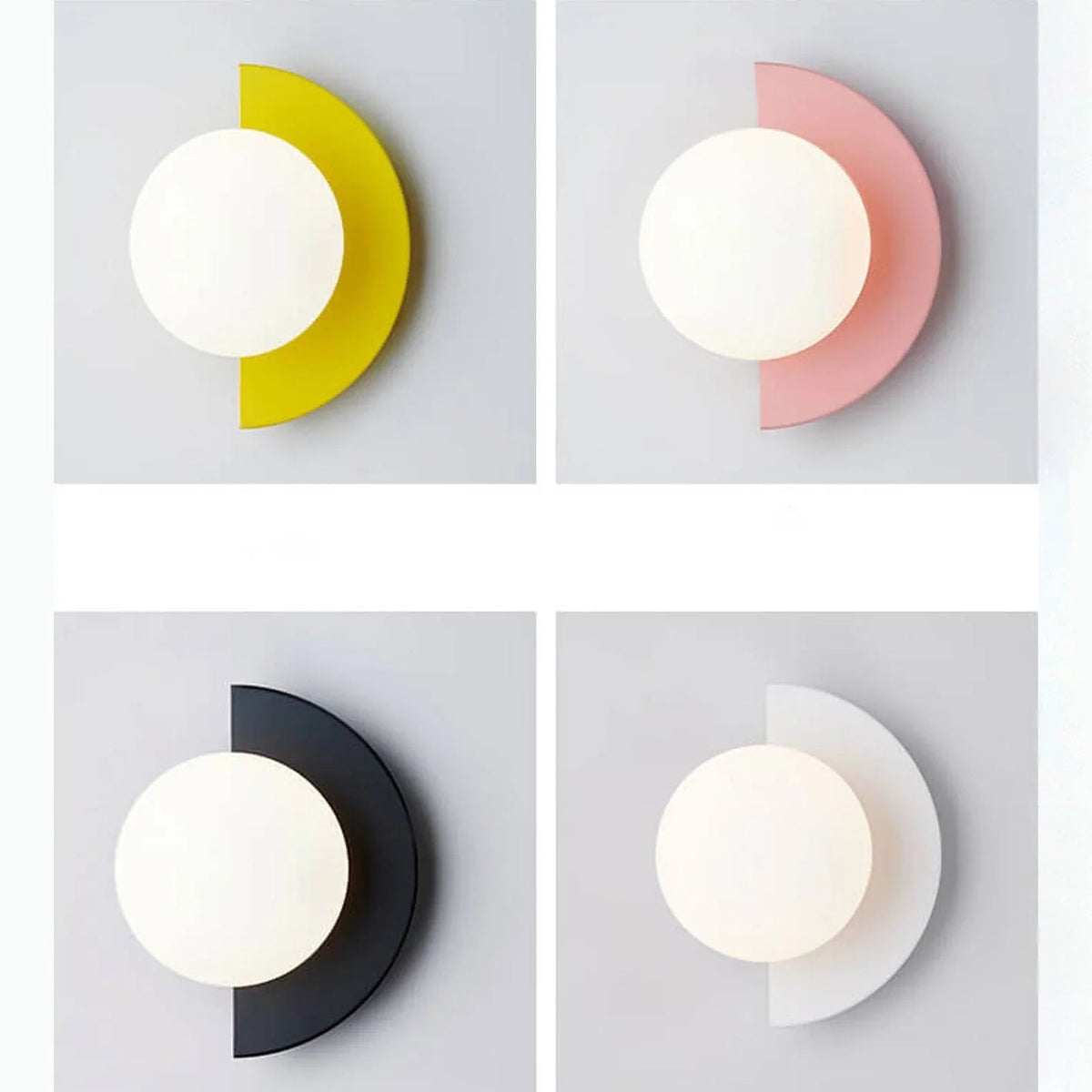 Half-Moon Opal Globe Wall Light