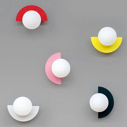 Half-Moon Opal Globe Wall Light