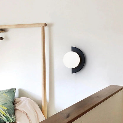 Half-Moon Opal Globe Wall Light