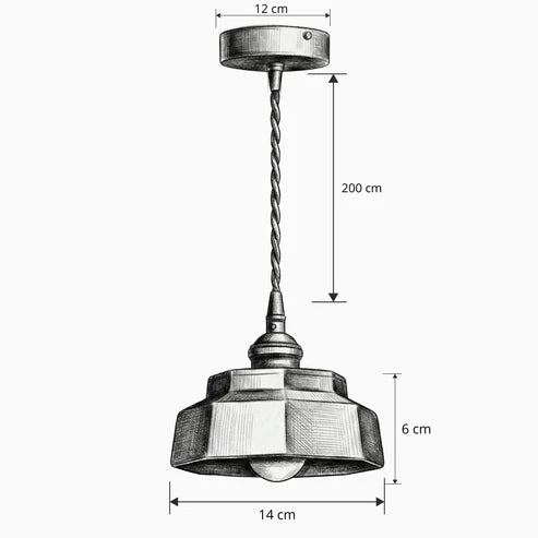 Ceramic pendant with 14 cm shade and 200 cm cord dimensions