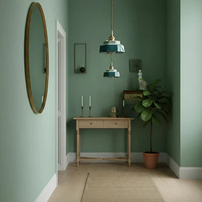 Ceramic pendant lights in a hallway