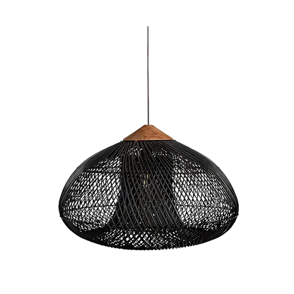 Black rattan dome pendant light