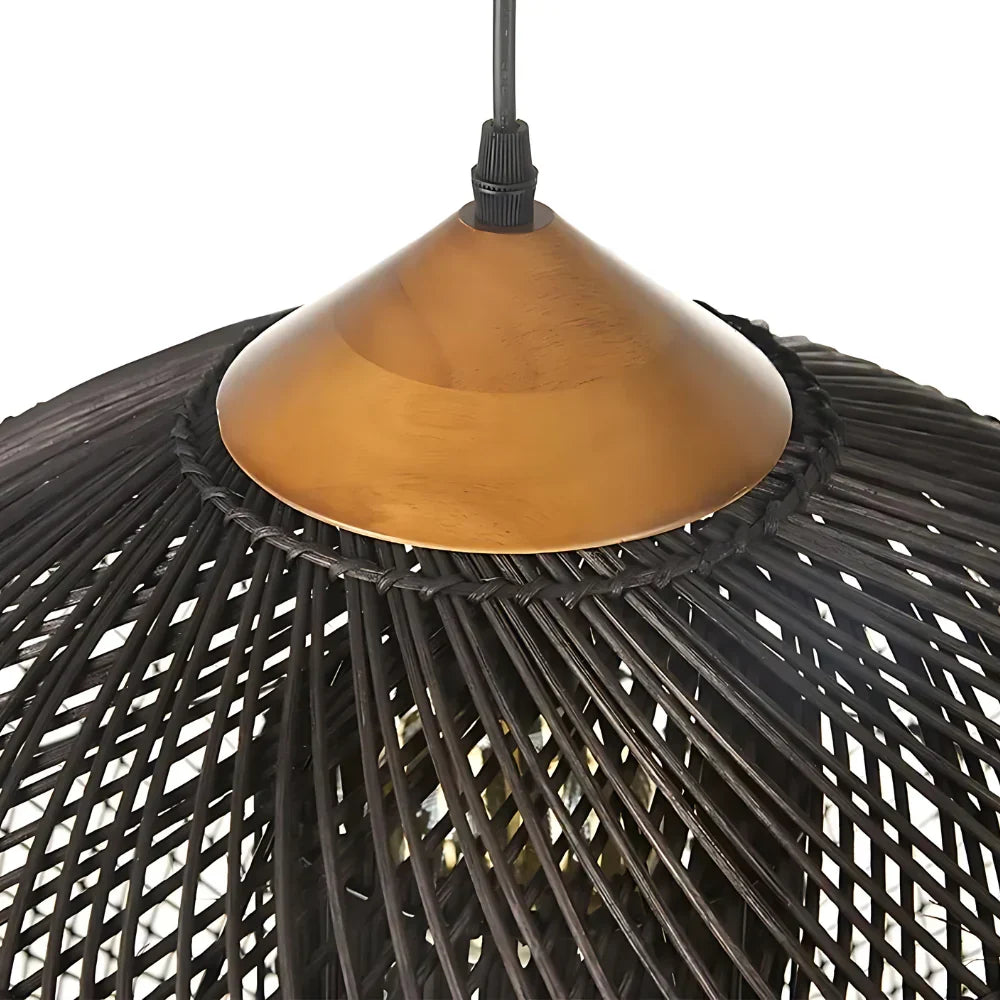 Top fitting and suspension detail of the black shade