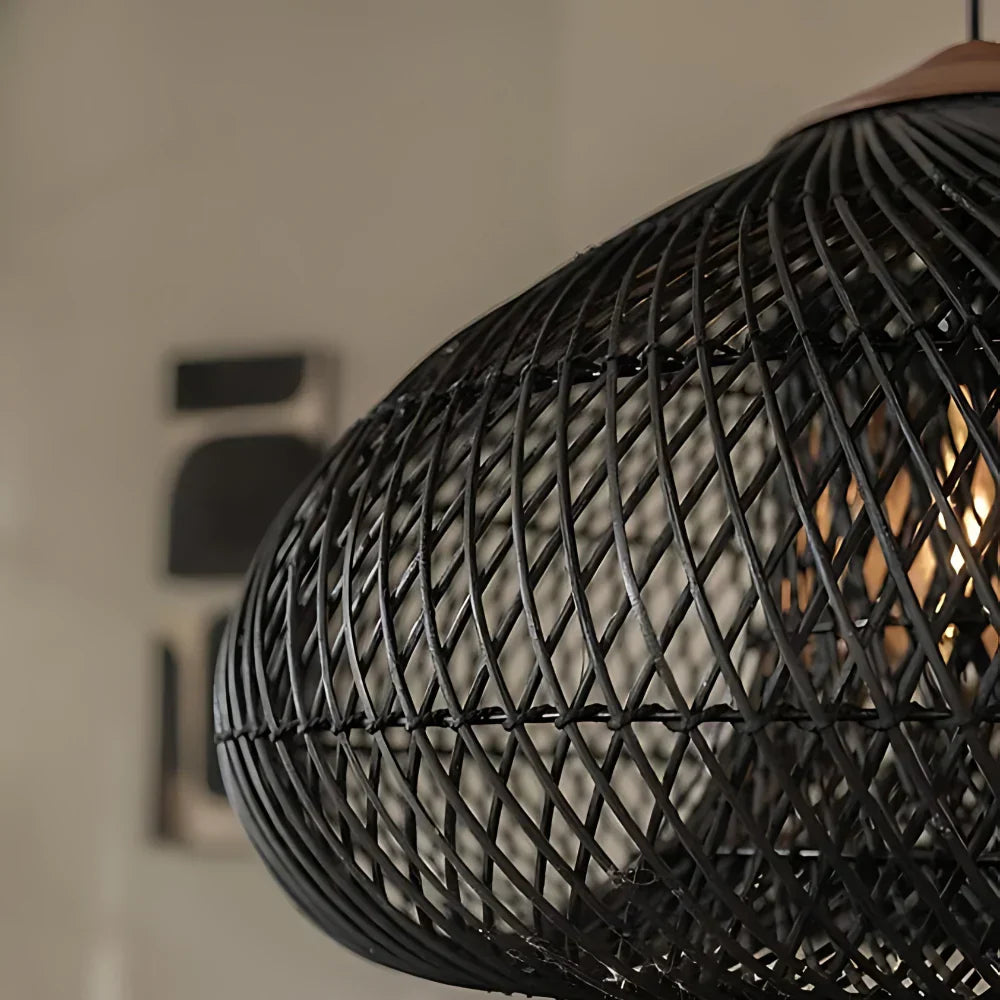 Close-up of the black rattan weave