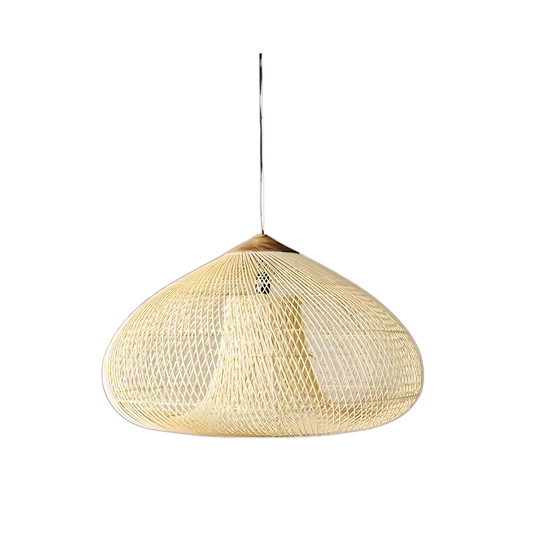 White rattan dome pendant light