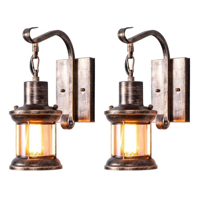 Industrial Glass Lantern Wall Light