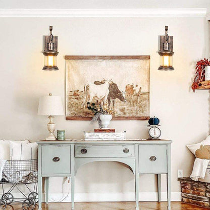 Industrial Glass Lantern Wall Light