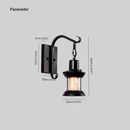 Industrial Glass Lantern Wall Light