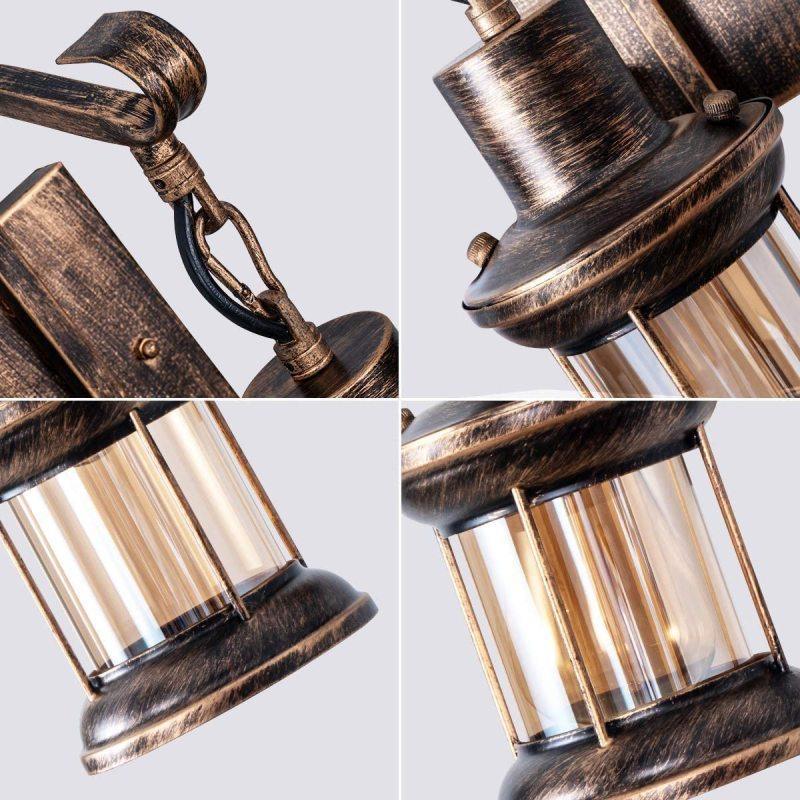 Industrial Glass Lantern Wall Light