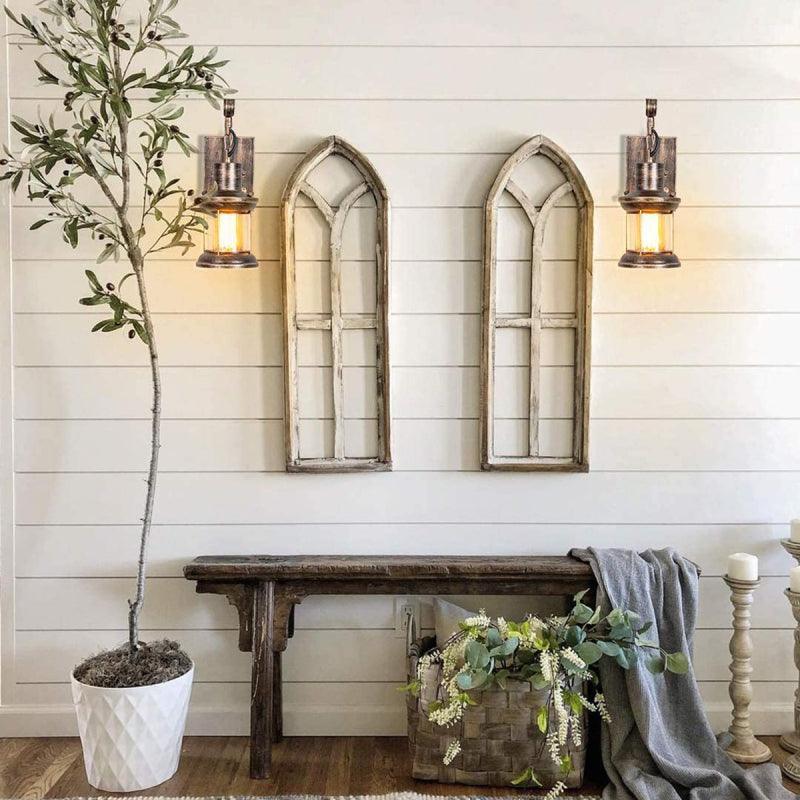 Industrial Glass Lantern Wall Light