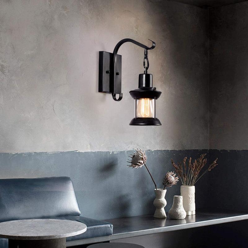 Industrial Glass Lantern Wall Light