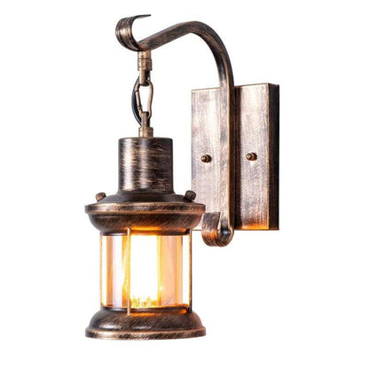 Industrial Glass Lantern Wall Light