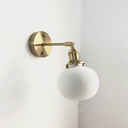 Japanese Ceramic Wall Light with Ribbed Shade