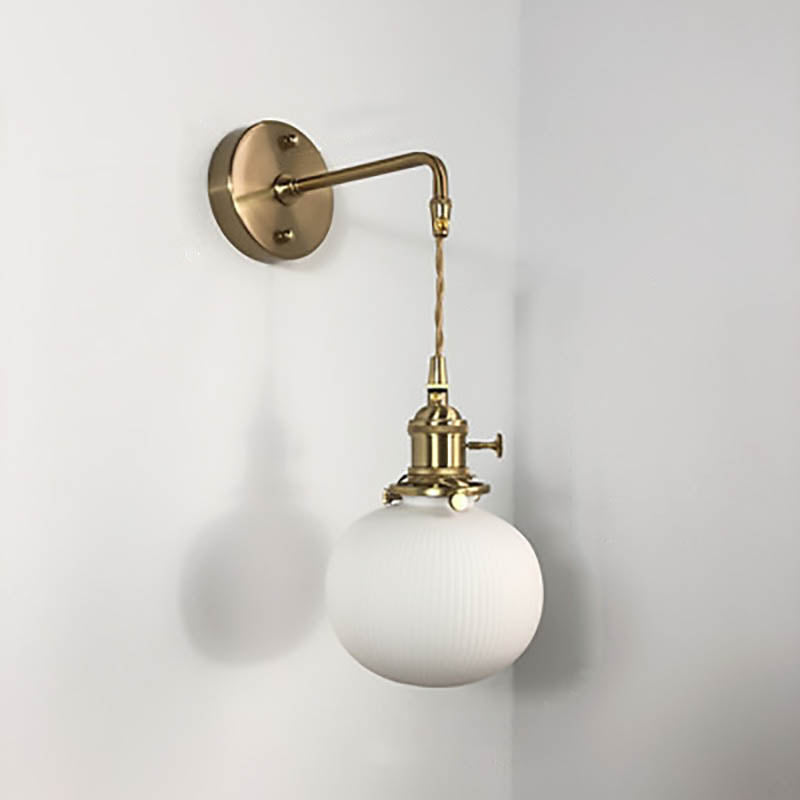 Japanese Ceramic Wall Light with Ribbed Shade