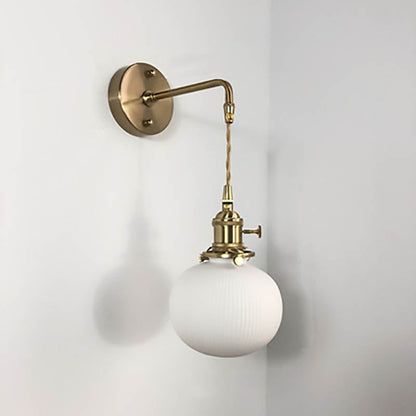 Japanese Ceramic Wall Light with Ribbed Shade