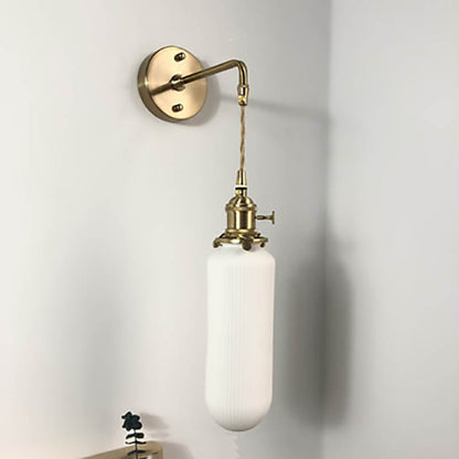 Japanese Ceramic Wall Light with Ribbed Shade