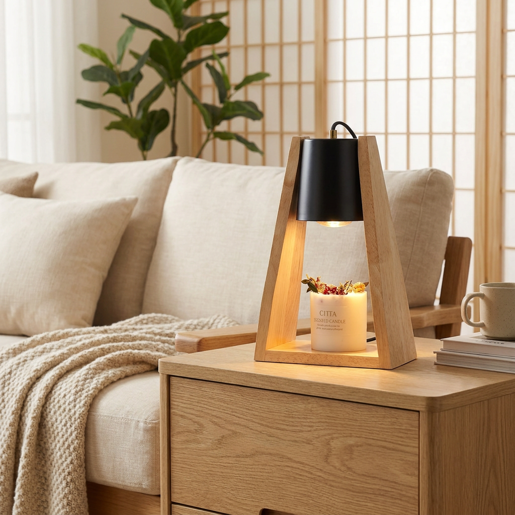 Japanese-style candle warmer lamp detail