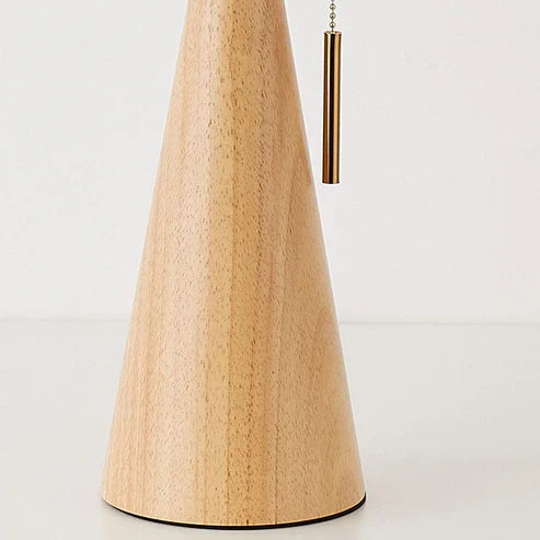 Natural rubberwood base and pull-chain detail