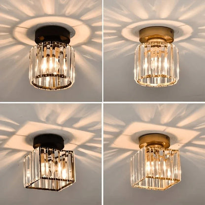 Round and square crystal lights in black and gold