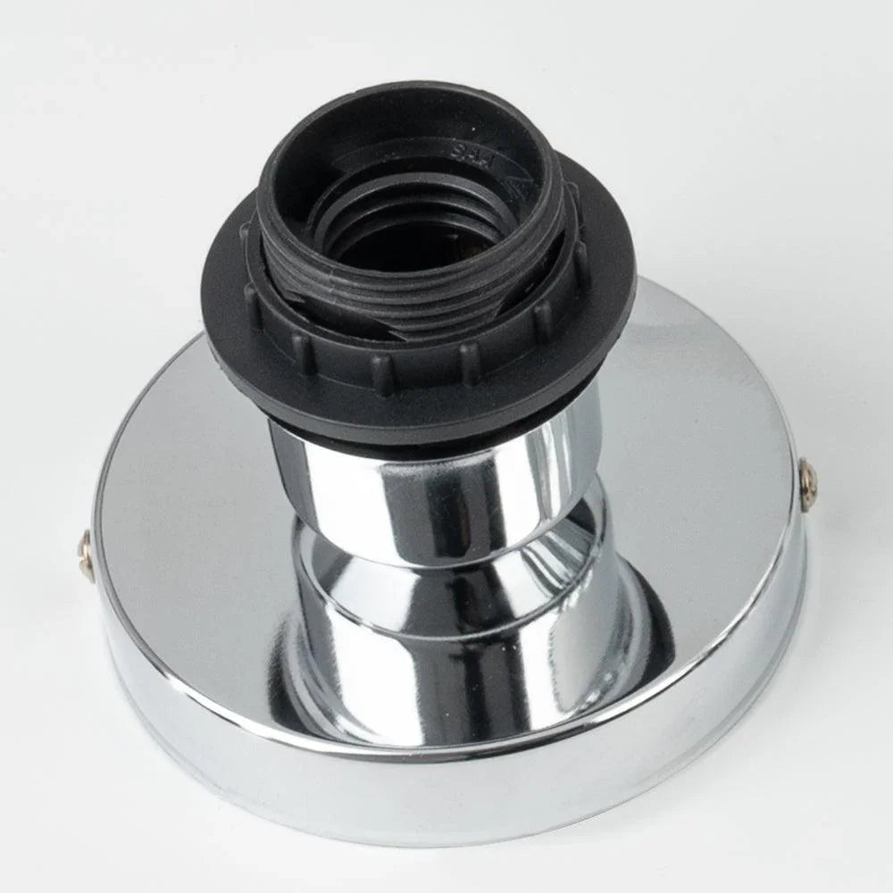 Close-up of screw bulb socket and mounting hardware