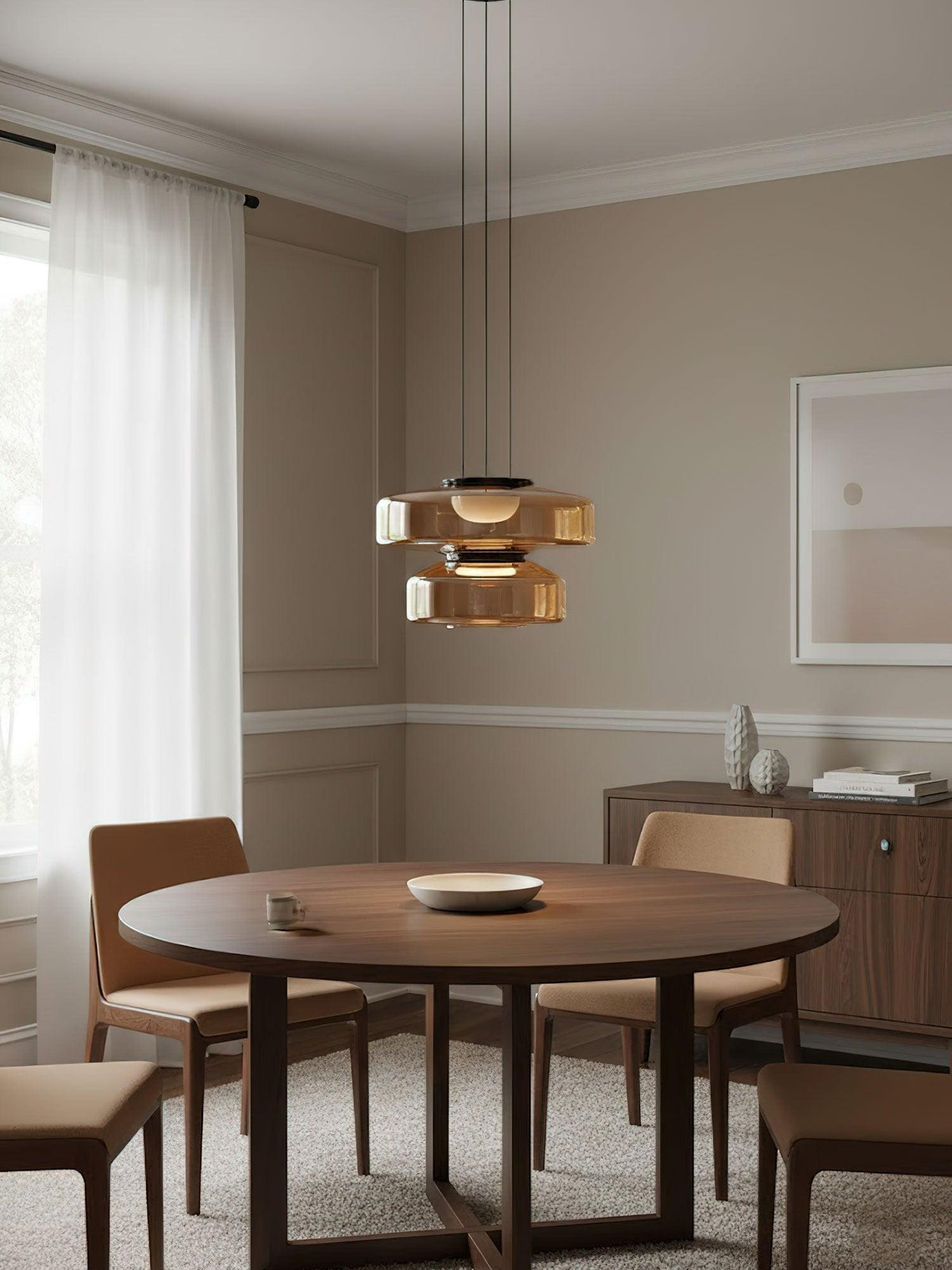 Layered glass pendant light for kitchen and dining room