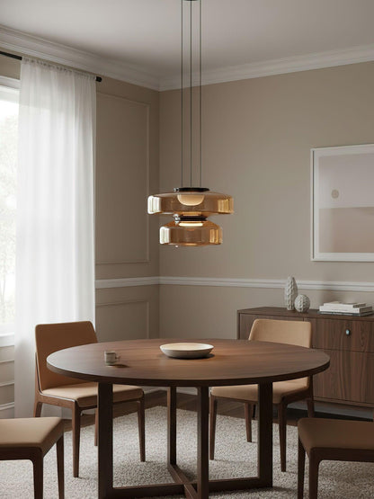 Layered glass pendant light for kitchen and dining room