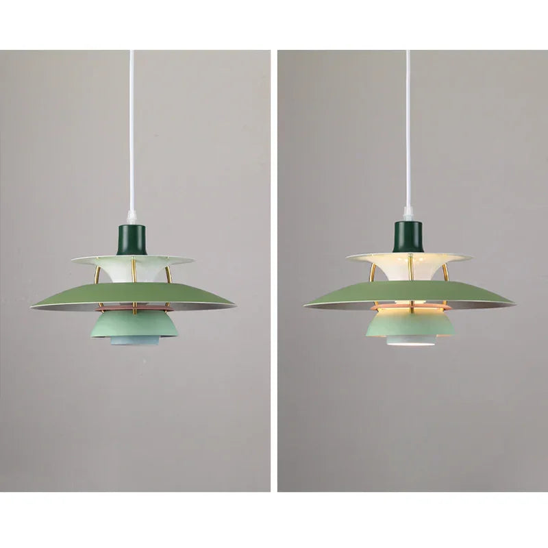 Green pendant shown with light off and on