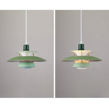 Green pendant shown with light off and on