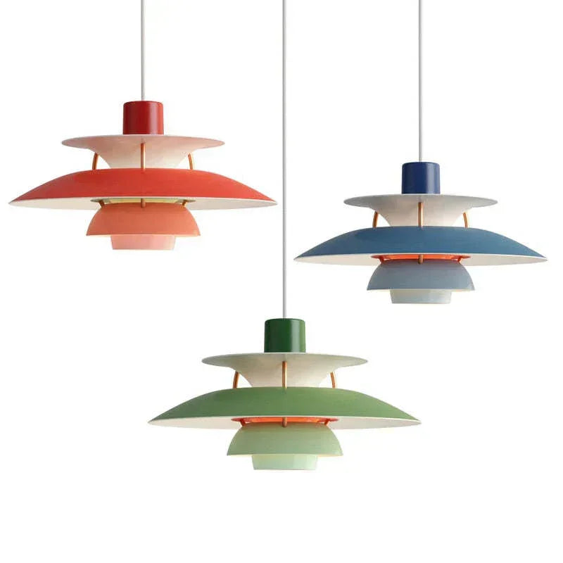 Red blue and green layered pendants