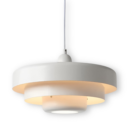 White layered glass pendant on white background