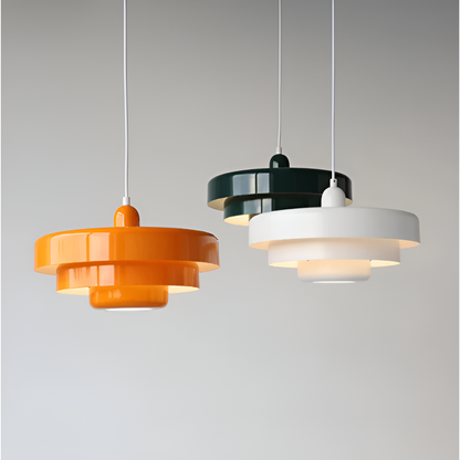 Orange green and white layered pendant lights