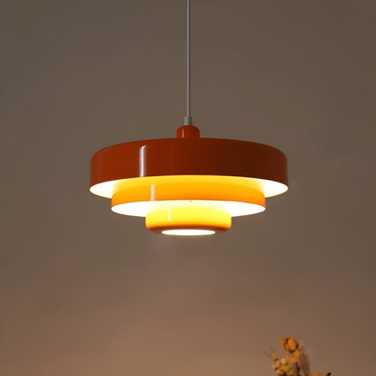 Orange layered pendant with warm light