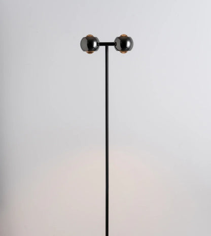 Front view of the black chrome lamp heads