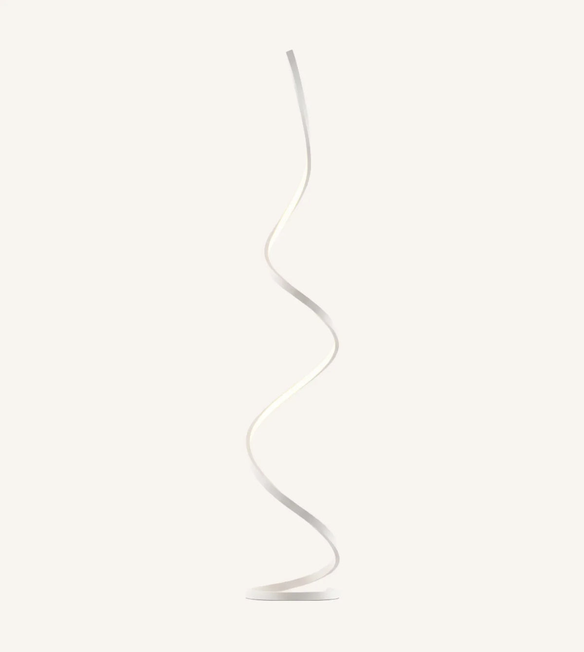 Full view of the white spiral floor lamp