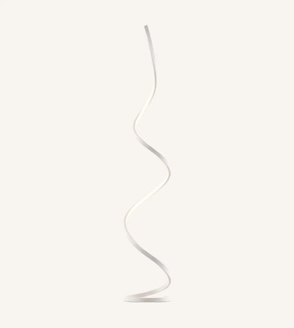 Full view of the white spiral floor lamp