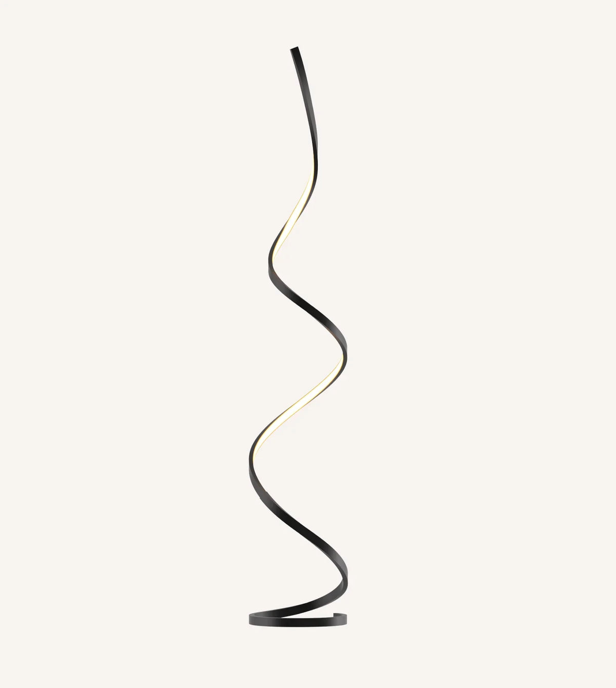Full view of the black spiral floor lamp