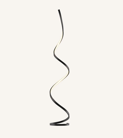 Full view of the black spiral floor lamp