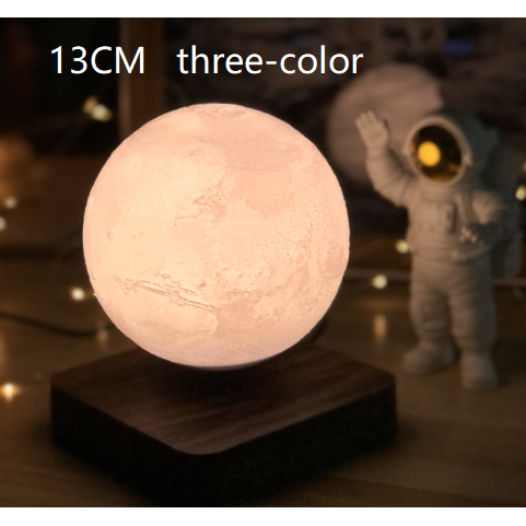 Levitating Moon and Planet Lamp with Wood Base