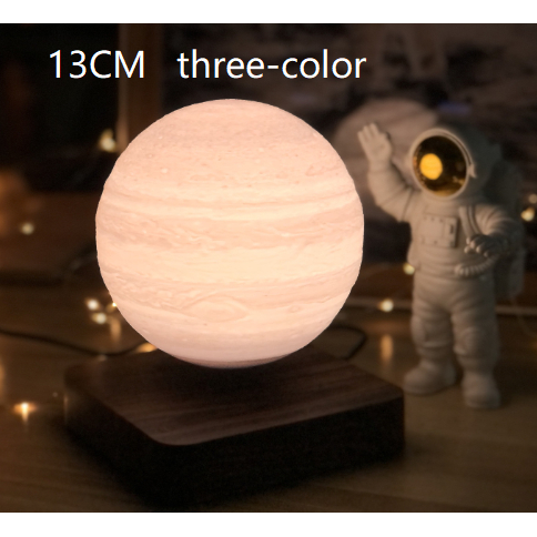 Levitating Moon and Planet Lamp with Wood Base