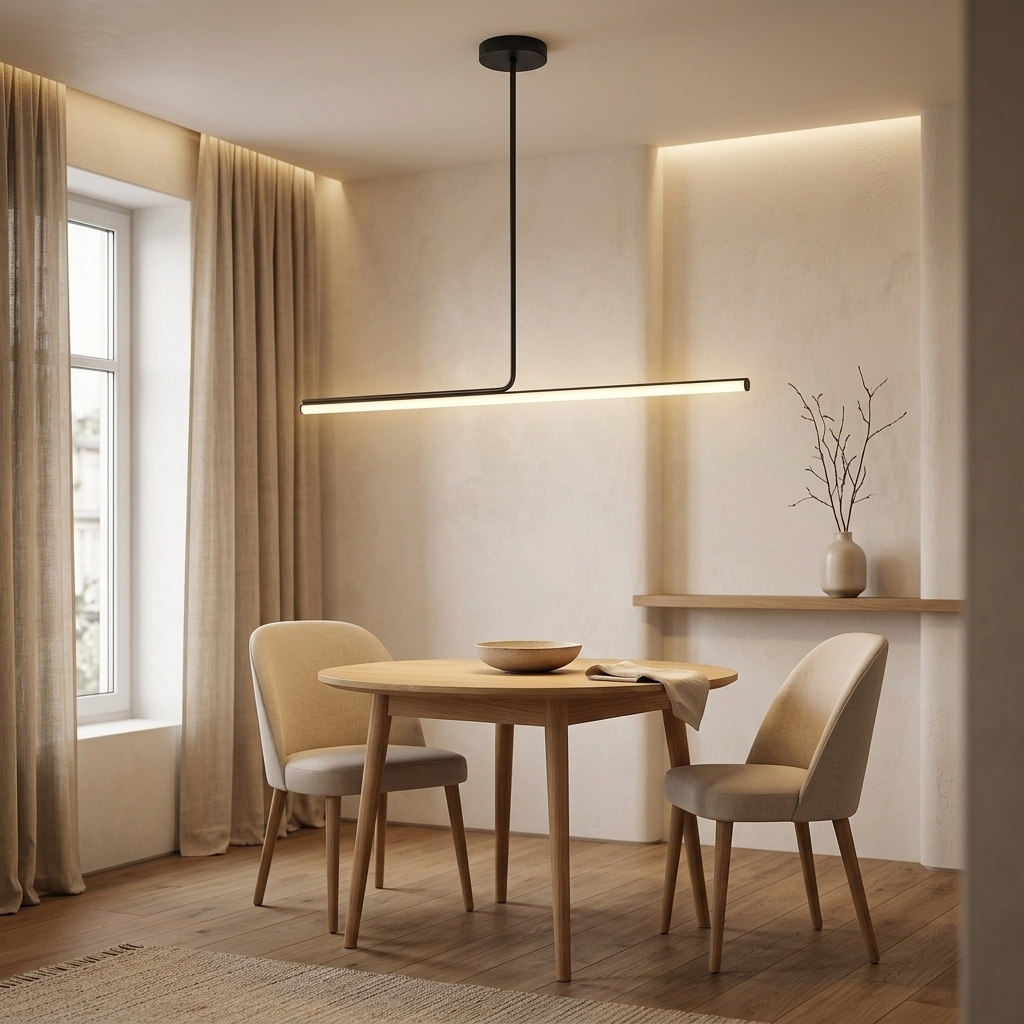 Linear LED pendant light with asymmetric bar