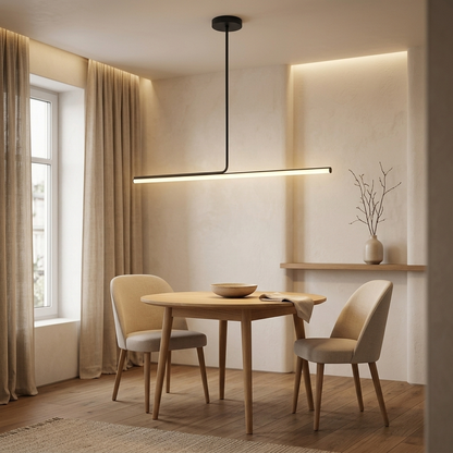Linear LED pendant light with asymmetric bar