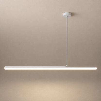 White 100cm linear LED pendant light with asymmetric bar