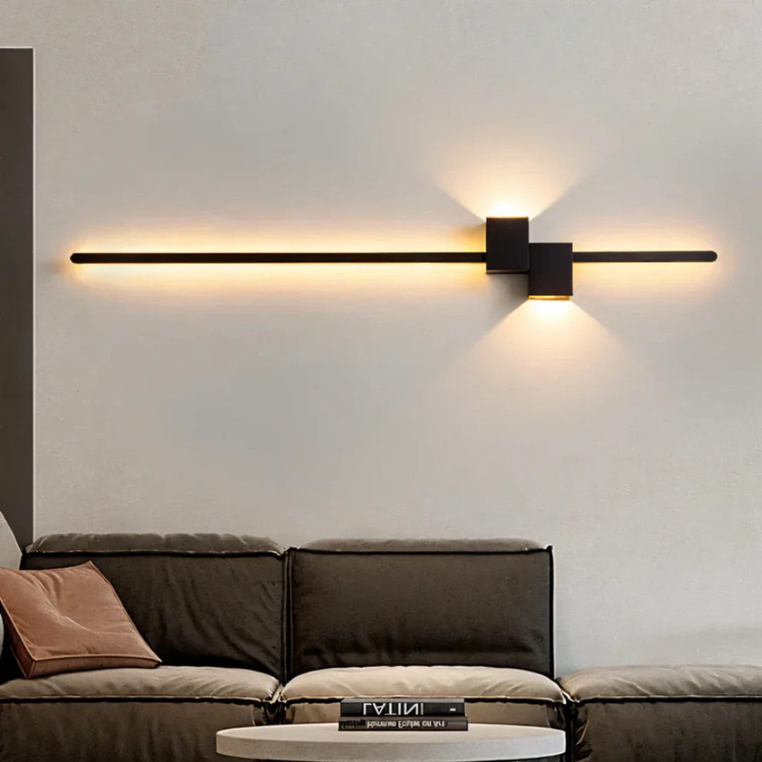 Linear LED Wall Light with Offset Square Backplate