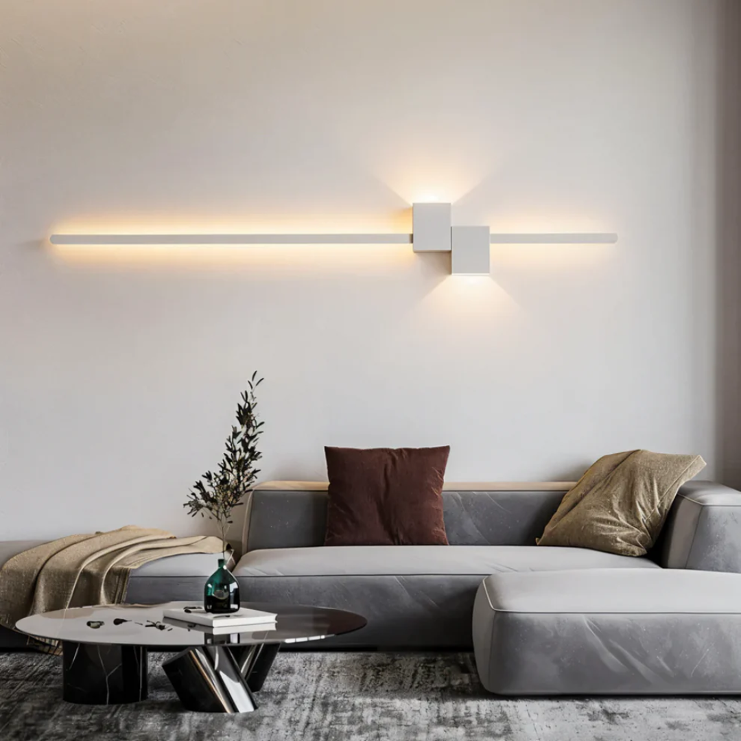 Linear LED Wall Light with Offset Square Backplate
