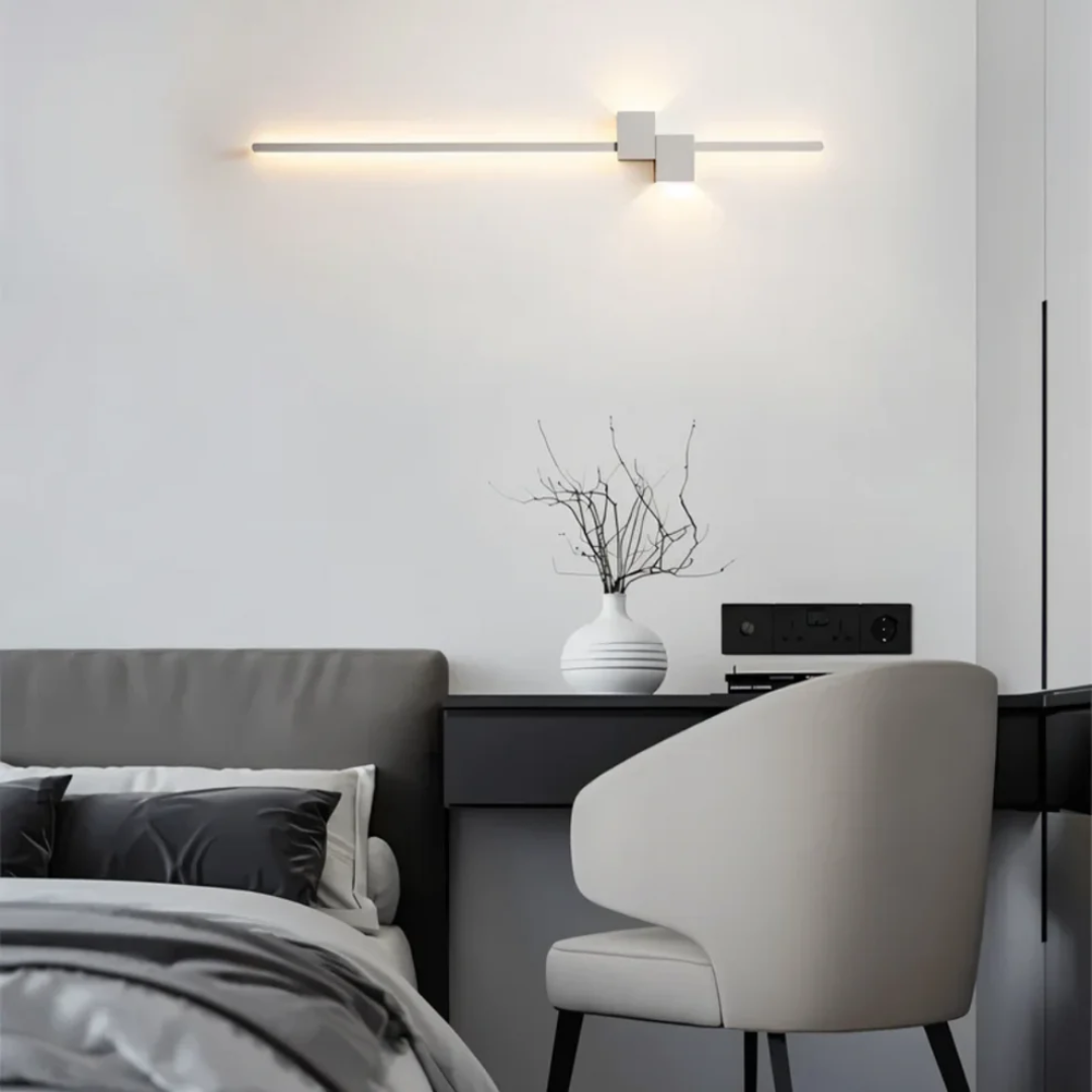 Linear LED Wall Light with Offset Square Backplate