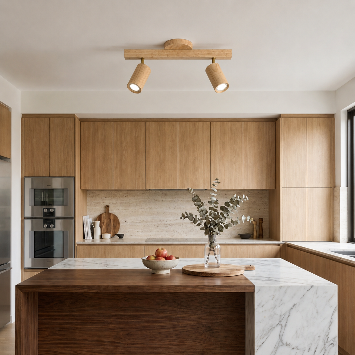 Log-style ceiling spotlight with adjustable heads