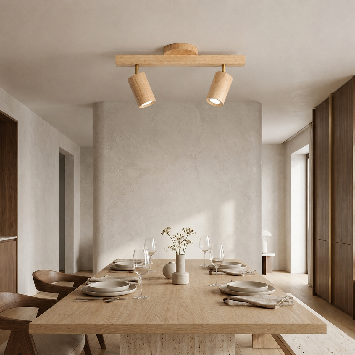 Log-style ceiling spotlight with adjustable heads